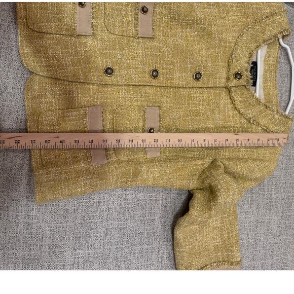 Talbots Gold Tweed Classic Jackie O Blazer Gold Buttons Petite Size 16 - Picture 7 of 12